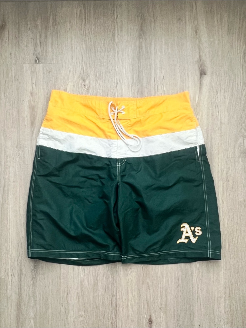 Vintage Oakland A’s Athletics Swim Trunks Board Shorts Green Gold White XL GIII
